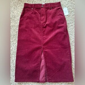 Time and Tru Women's Corduroy Midi Skirt With Front Slit Size: 6